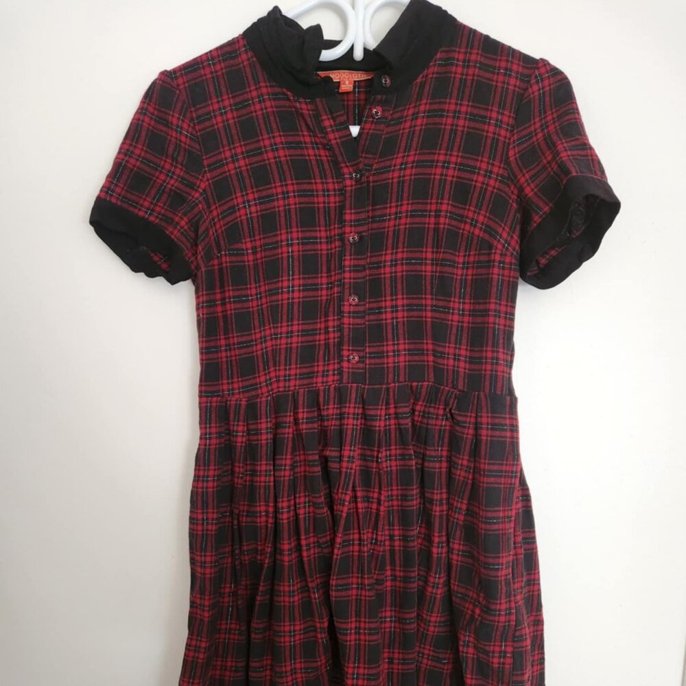 Modcloth Red and Black Plaid Dress